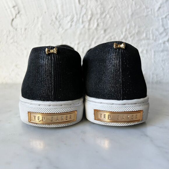 Ted Baker Loafers Black Rhinestone Gold Metallic Pointed Toe - Women's Size 9/40 - Picture 5 of 8